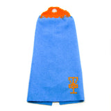 Microfiber Disc Golf towel with hand-knit top and metal grommet