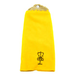 Microfiber Disc Golf towel with hand-knit top and metal grommet