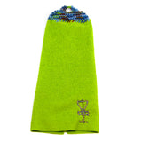 Microfiber Disc Golf towel with hand-knit top and metal grommet